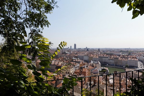 aerial view of Lyon from a hotel balcony