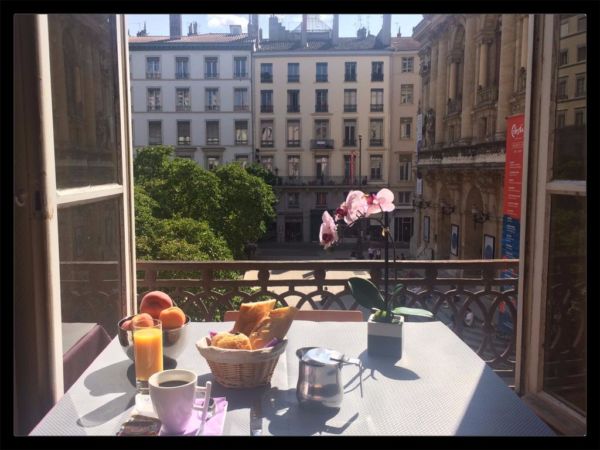 views of Lyon from hotel balcony