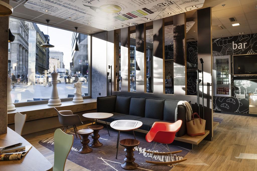 stylish, modern hotel lobby