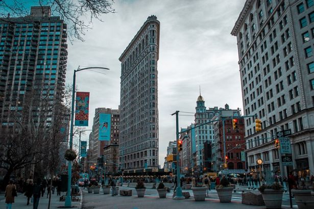angled view of Flatiron building in NYC
