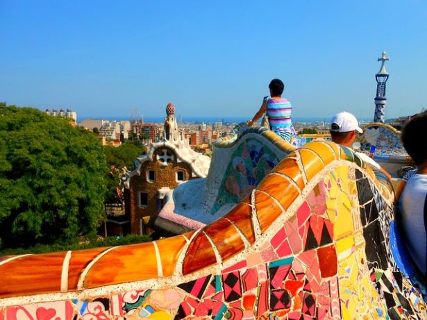 People taking pictures from Park Guell