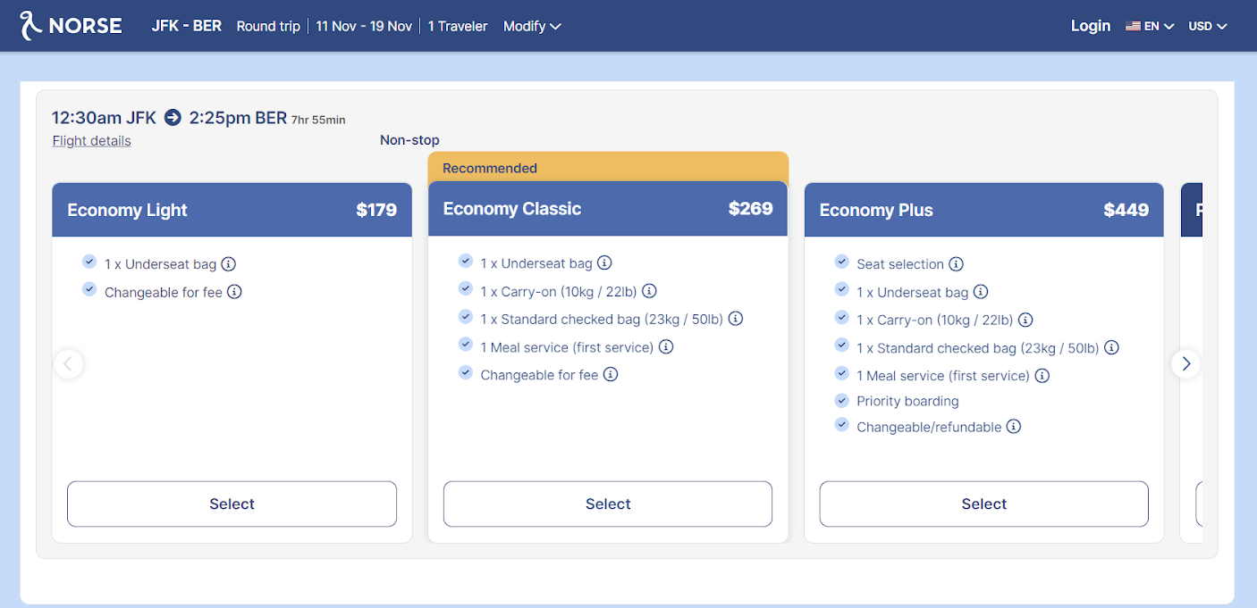 screenshot of Norse website