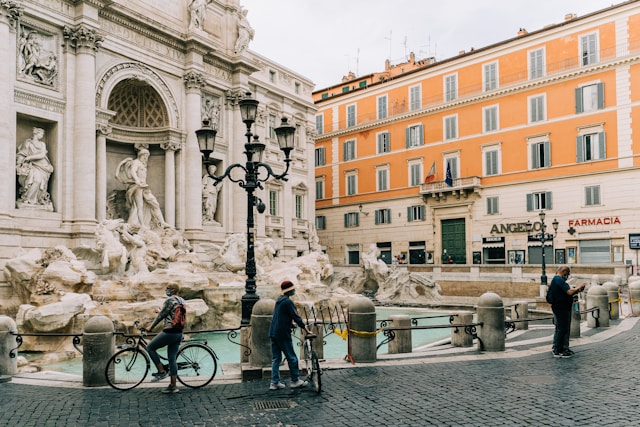 bikes near Trevi Fountain in Rome